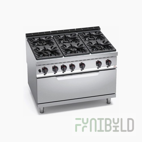 Gas stove 6-burner with electric oven F6PDG/800(e) / 50004e (1180x800x1050mm, 44 kW)