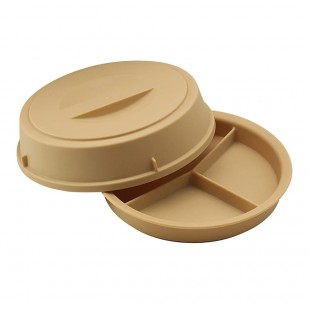Cambro HK93CW133 Camwear® Heat Keeper Beige 3-Compartment Insulated Meal Delivery Base and Cover - 6/Case