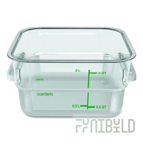 Carlisle 11950AF07 7-1/8 Inch Square Food Storage Container 2 Quarts Polycarbonate Clear with Purple Print