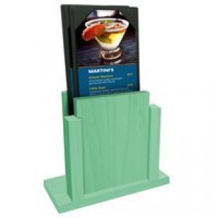 Menu Solutions WDAFR-A Washed Teal Wood Menu Holder / Tent with 4