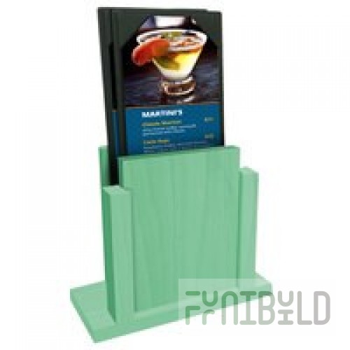 Menu Solutions WDAFR-A Washed Teal Wood Menu Holder / Tent with 4
