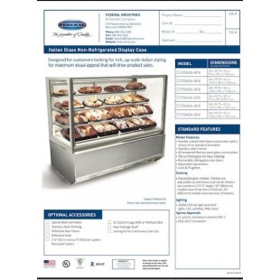 Federal Industries SQ3B 36 Inch Stainless Steel Non-Refrigerated Bakery Case with Tempered Glass Federal Industries SQ3B 36 Inch Stainless Steel Non-Refrigerated Bakery Case with Tempered Glass