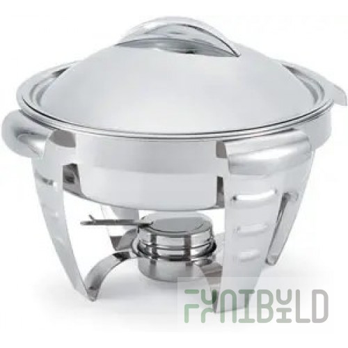 Vollrath 49522 6 Qt. Maximillian Steel Large Round Chafer with Stainless Steel Accents