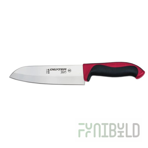 Dexter Russell S360-7R-PCP 7 Inch Blade High Carbon Steel Santoku Knife Red Handle