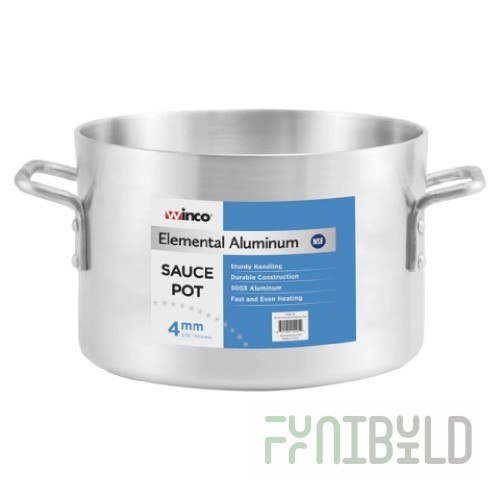 Winco ASSP-40 40 Quart Aluminum Sauce Pot with Riveted Handles