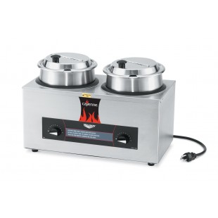 Vollrath 72040 17-1/4 Inch Twin Well Rethermalizer Electric Countertop with Hinged Covers
