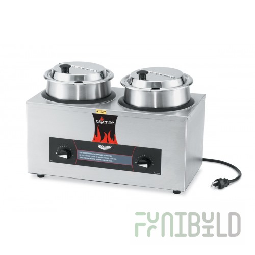 Vollrath 72040 17-1/4 Inch Twin Well Rethermalizer Electric Countertop with Hinged Covers