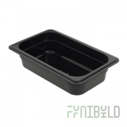 Gastronorm container without lid p/p GN 1/4, H-65, 265x162x65mm, (plastic, black), in pack. 28 pcs. 422101513