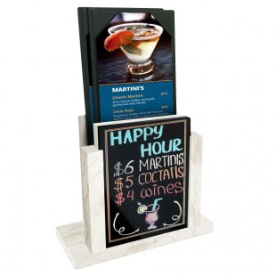 Menu Solutions WDMH-WET White Wash Wood Menu Holder with 4