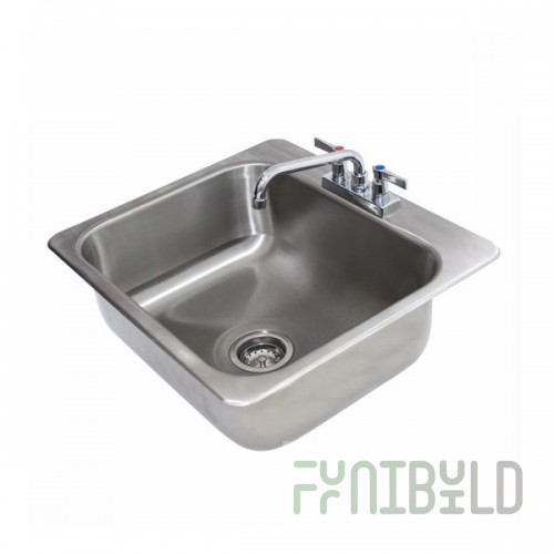 Advance Tabco DI-1-208 20 Inch Drop-In Sink with Faucet and Basket Drain Stainless Steel