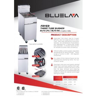 Blue Air BLF3-NG Deep Fryer 40 Lbs Capacity Three Tube Burner