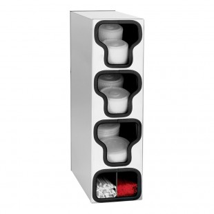 Dispense-Rite Stainless Steel 5-Section Countertop Cup / Lid Organizer with Straw Attachment CTLD-22A