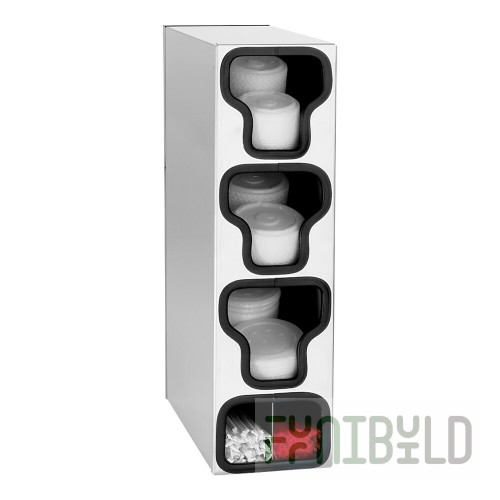 Dispense-Rite Stainless Steel 5-Section Countertop Cup / Lid Organizer with Straw Attachment CTLD-22A
