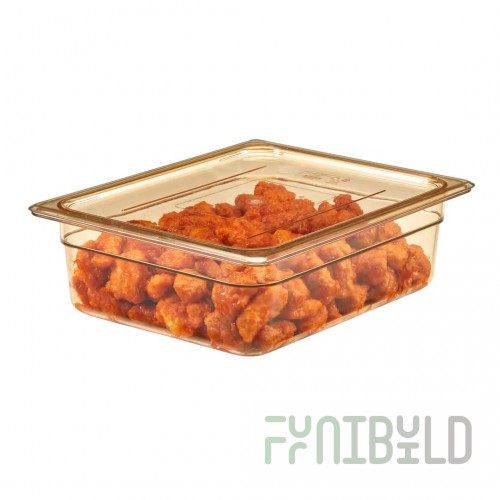 Cambro 20HPCH150 1/2 Size Food Pan Cover High Heat with Handle Amber