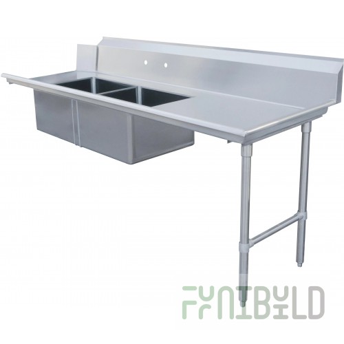 Omcan 48487 84 Inch Soiled Dishtable Straight Design Stainless Steel with Sinks