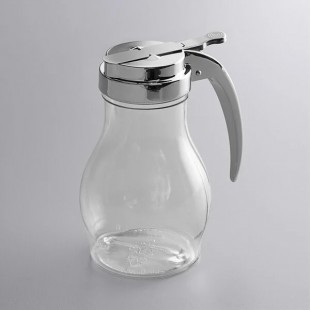 Vollrath 1214 Dripcut® 16 oz. Clear Teardrop Polycarbonate Teardrop Syrup Server with Chrome Top