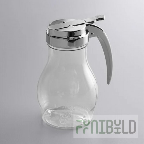 Vollrath 1214 Dripcut® 16 oz. Clear Teardrop Polycarbonate Teardrop Syrup Server with Chrome Top