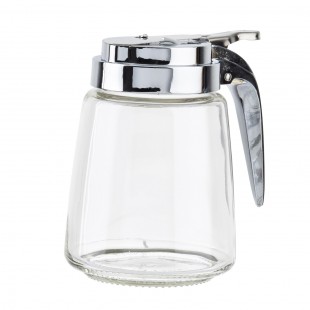 TableCraft 1370CP 8 oz. Modern Glass Syrup Dispenser with Chrome Plated ABS Top - 12/Pack