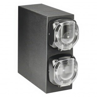 Vollrath J2V-LL LidSaver® 3 Mini Black 2-Slot Vertical Countertop Portion Cup and Lid Dispenser Cabinet