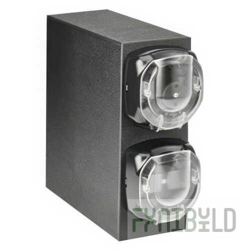 Vollrath J2V-LL LidSaver® 3 Mini Black 2-Slot Vertical Countertop Portion Cup and Lid Dispenser Cabinet