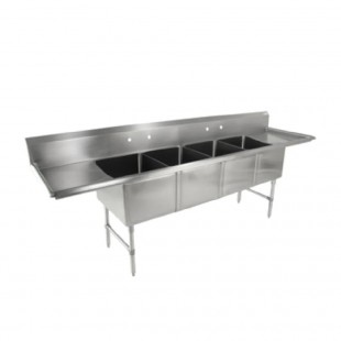 John Boos 4B18244-2D18 111 Inch Stainless Steel Sink with 4 Compartments