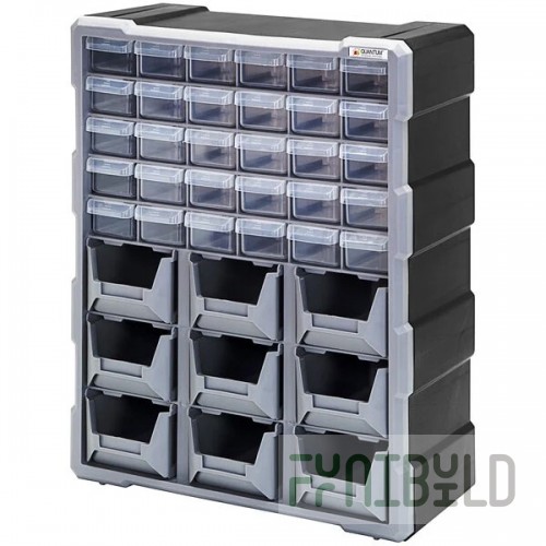 Quantum PDC-18BK 10-1/2 Inch Plastic Drawer Cabinet with 18 Drawers