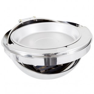 Vollrath 46268 6 Qt. New York, New York Drop-In Round Retractable Dripless Chafer with Brass Trim