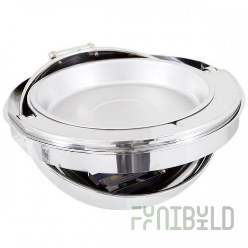 Vollrath 46268 6 Qt. New York, New York Drop-In Round Retractable Dripless Chafer with Brass Trim