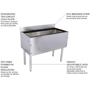Glastender C-IBA-36-CP10 36 Inch Underbar Ice Bin with Built-in Cold Plate