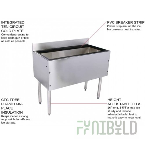 Glastender C-IBA-36-CP10 36 Inch Underbar Ice Bin with Built-in Cold Plate