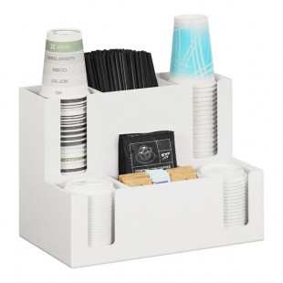 Cal-Mil Classic White 7-Compartment Countertop Cup / Lid Organizer 2041-15
