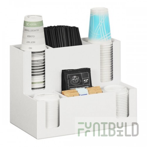 Cal-Mil Classic White 7-Compartment Countertop Cup / Lid Organizer 2041-15