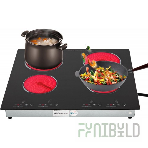 Induction cooker PEI-6/G2, 4 burners of 3.5 kW and 2 burners of 5 kW; power consumption - 24 kW. 1165(1085)*900*859