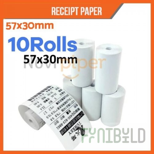 Receipt tape 57x30; footage 19m; diameter 36mm