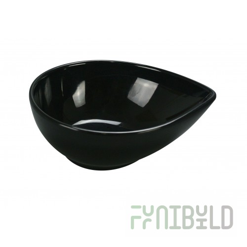Yanco RM-704BK 4 Oz Melamine Tear Drop Rome Dish Black 4 Inch Width Dishwasher Safe