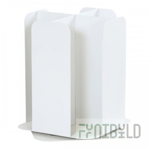 Cal-Mil Juno White Powder-Coated Metal 4-Section Revolving Countertop Soup Cup / Lid Organizer 23845-15