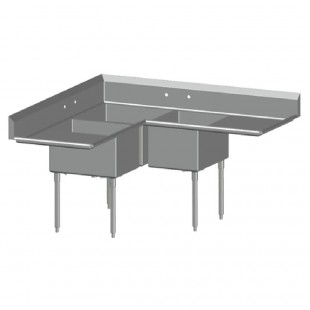 SPG International CS-3N1824-2D-24 Universal Stainless Corner Sink Three Compartment 24
