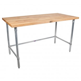 John Boos JNB08 48 Inch Work Table with Wood Top Northern Hard Rock Maple Finish