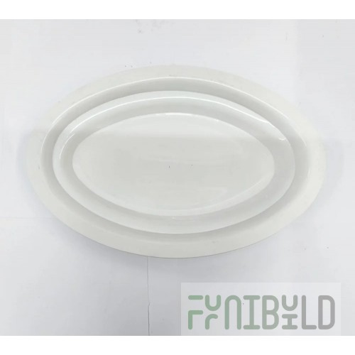 Stanton Trading STSC-13B 11-5/8 Inch Oval Scalloped Ceramic Platter White with Black Band