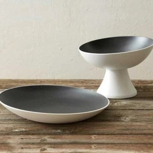 American Metalcraft LFTBB16 104 Oz Melamine Bowl Angled White with Black Speckles
