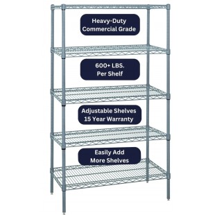 Eagle 1836V74-5 36 Inch 5-Tier Shelving Unit Wire Epoxy Coated Gray