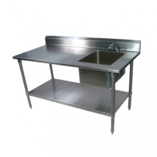 John Boos EPT8R5-3060GSK-L 60 Inch Work Table with Prep Sink Stainless Steel
