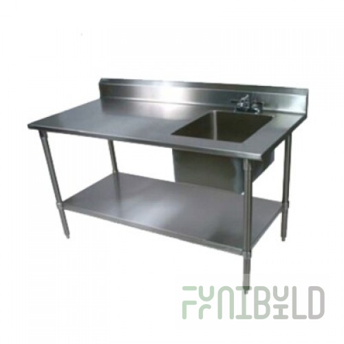 John Boos EPT8R5-3060GSK-L 60 Inch Work Table with Prep Sink Stainless Steel