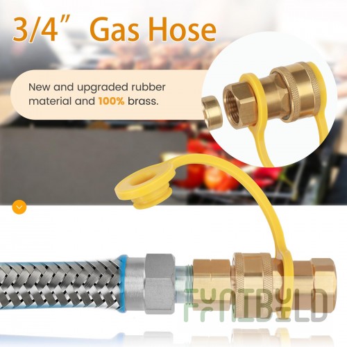 Optional 60 Inch Gas Flex Hose Quick Disconnect with Restraining Device 3/4