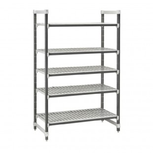 Cambro EXU243664V4480 36 Inch 4 Tier All Plastic Shelving Unit Gray with Antimicrobial