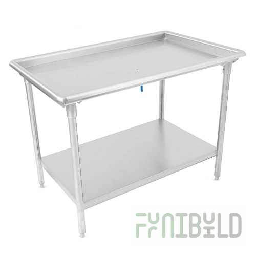 John Boos DST6-3061SSW 60-7/8 Inch 16 Gauge Stainless Steel Sorting Table with Raised Edge