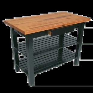 John Boos OC4825-S 48 Inch Oak Table with Slatted Undershelf Oil Finish