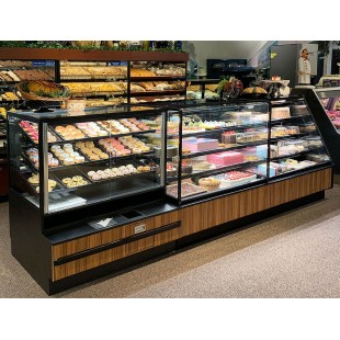 Hussmann DZC-V-075D 75 Inch Ambient Full Service Bakery Display Case Glass Ends Black Interior Hussmann DZC-V-075D 75 Inch Ambient Full Service Bakery Display Case Glass Ends Black Interior