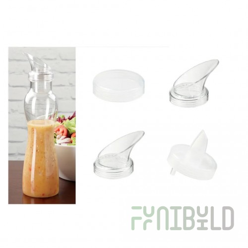 GET SDB-32-PC-6-CL 32 oz. Clear Polycarbonate Salad Dressing / Juice Bottle and Lid Set - 6/Case