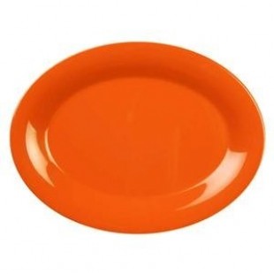 Thunder Group CR209RD 9-1/2 Inch Oval Platter Break Resistant Melamine Orange